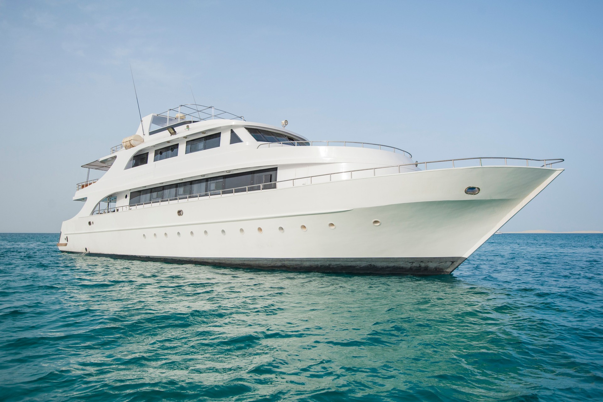 Luxury private motor yacht at sea